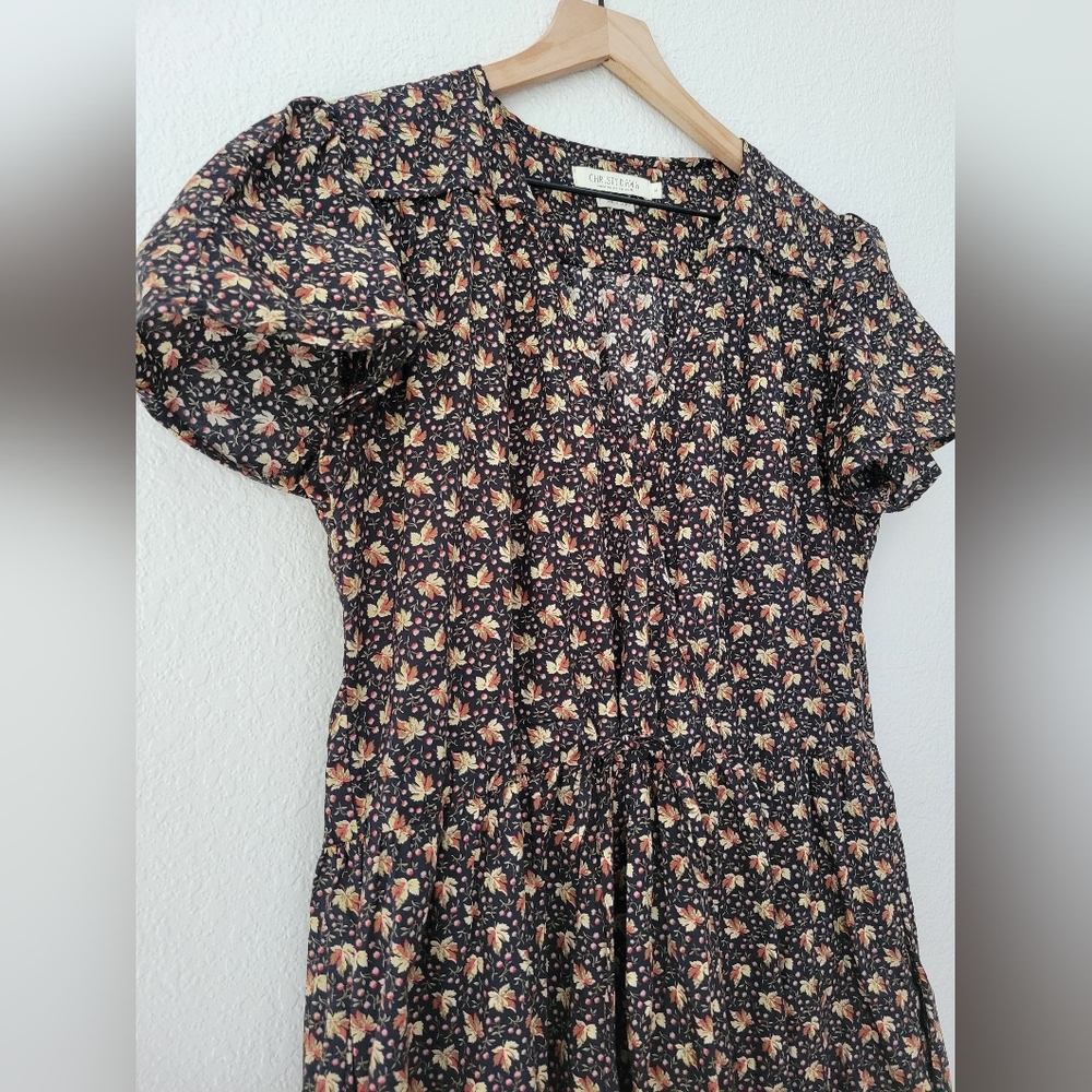 Christy Dawn the dawn dress in carob ditsy leaf, medium - Picture 5 of 8